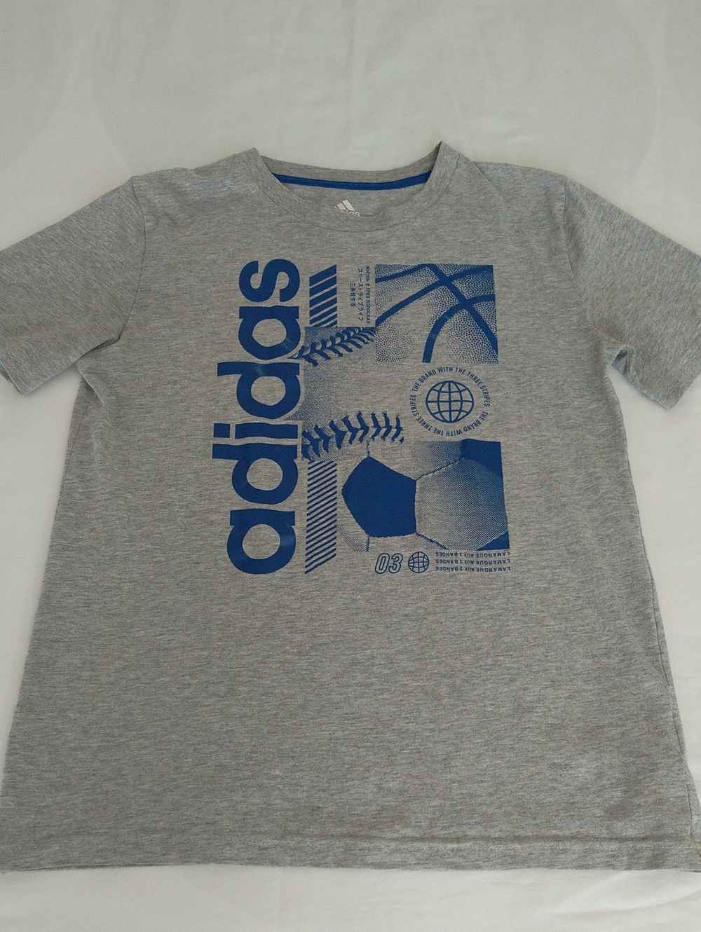 adidas Heather Gray Tee with Blue Sports Graphic Boys Size M ( 10/12) - Picture 5 of 5